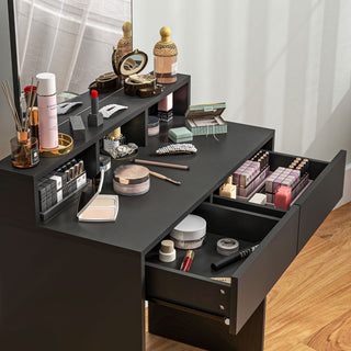 homcom multi storage dressing table with mirror black