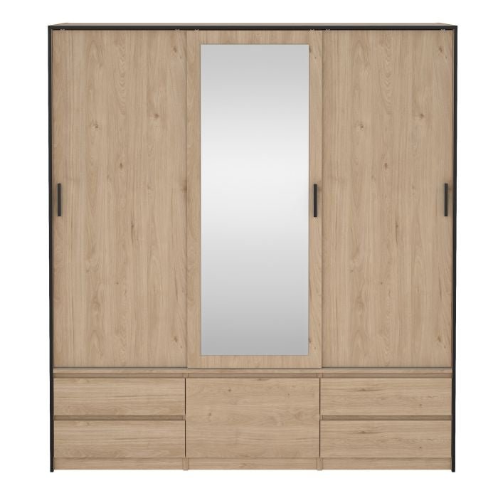 Lacoste 181cm 3-Door Mirrored Sliding Wardrobe – Jackson Hickory Oak – product image 13