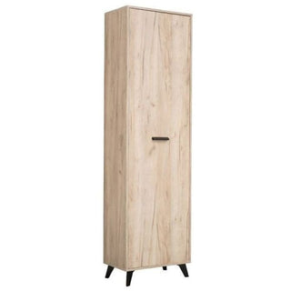 KIA narrow 1 door wardrobe in grey oak finish with black legs