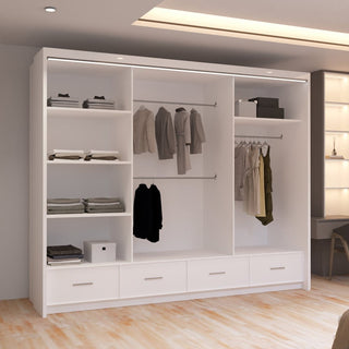 Sycylia White High Gloss 3 Door 4 Drawer Mirrored Wardrobe 255cm