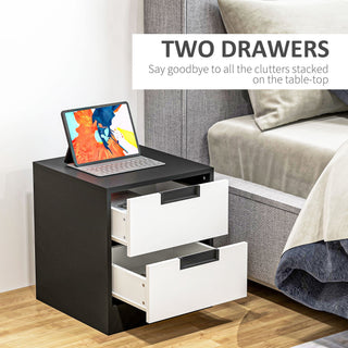 homcom bedroom furniture set wardrobe with hanging rod 4 drawer chest of drawers 2 bedside tables with storage white and black