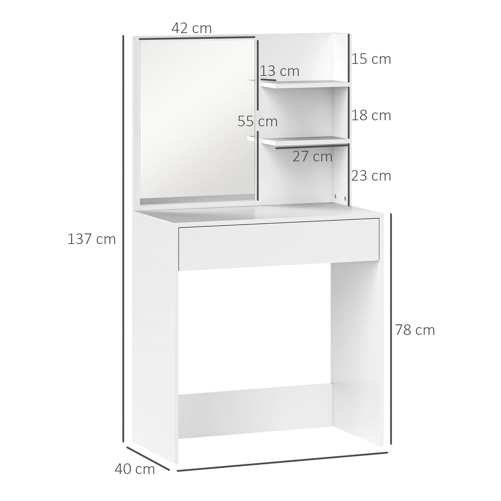 homcom dressing table with mirror and storage white