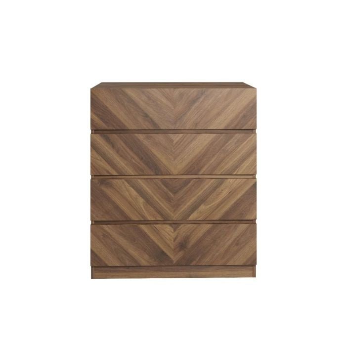 Royal Walnut chest of drawers with four herringbone pattern drawers