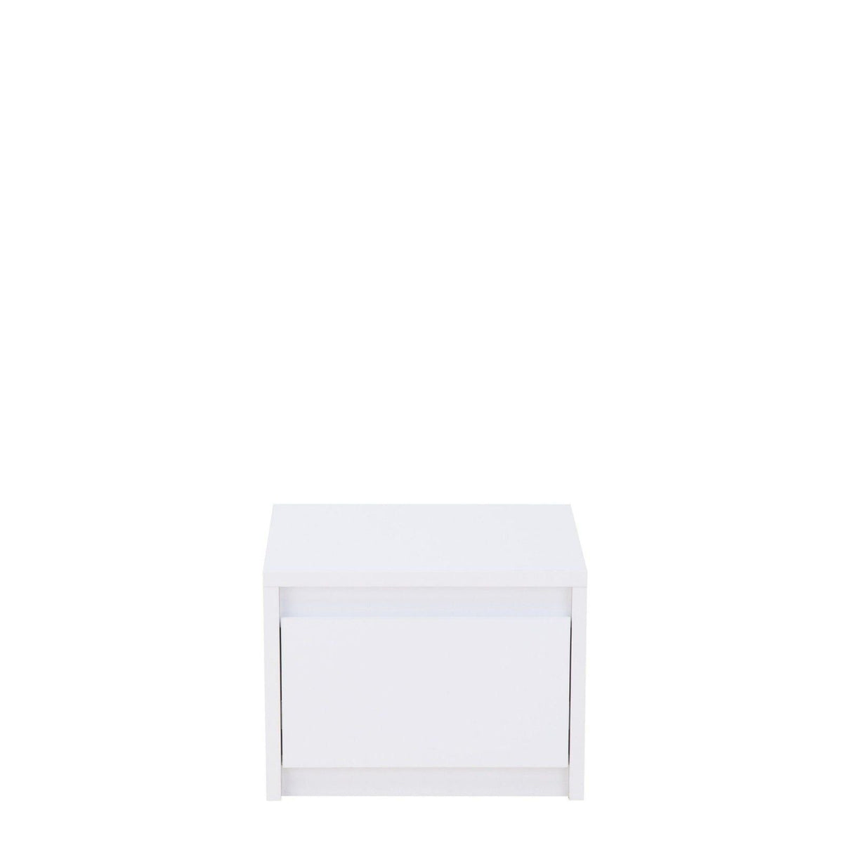 White gloss bedside cabinet with one drawer