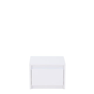 White gloss bedside cabinet with one drawer