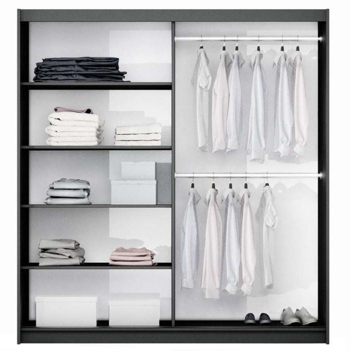 Oldham 200cm 2-Door Mirrored Sliding Wardrobe – White – product image 3