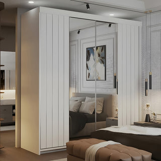 Molli White 2 Door Mirrored Wardrobe 150cm