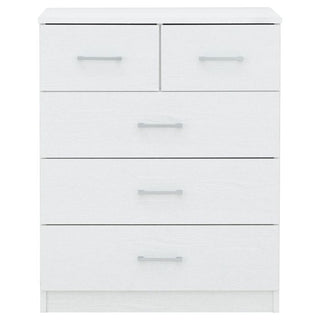 White 5 drawer chest of drawers, part of the PRADA 4 piece bedroom set