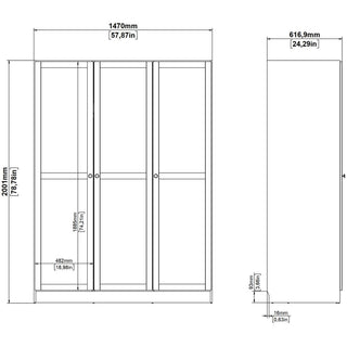 Florence Brande 3 Door Jackson Hickory Oak Wardrobe