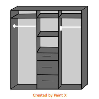 CHOICEWARDROBE CALLISTO Hinged Wardrobe 3 Door Wardrobe 135 cm White High Gloss Mirrored Centre Door