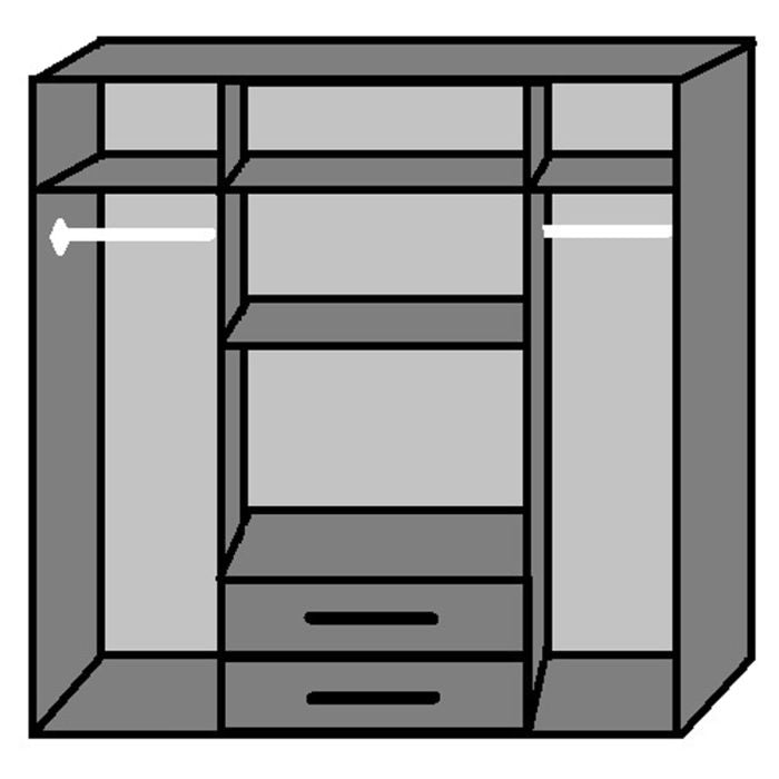 CHOICEWARDROBE DAYTON 4-door wardrobe in white and grey with mirrored centre doors and internal storage.