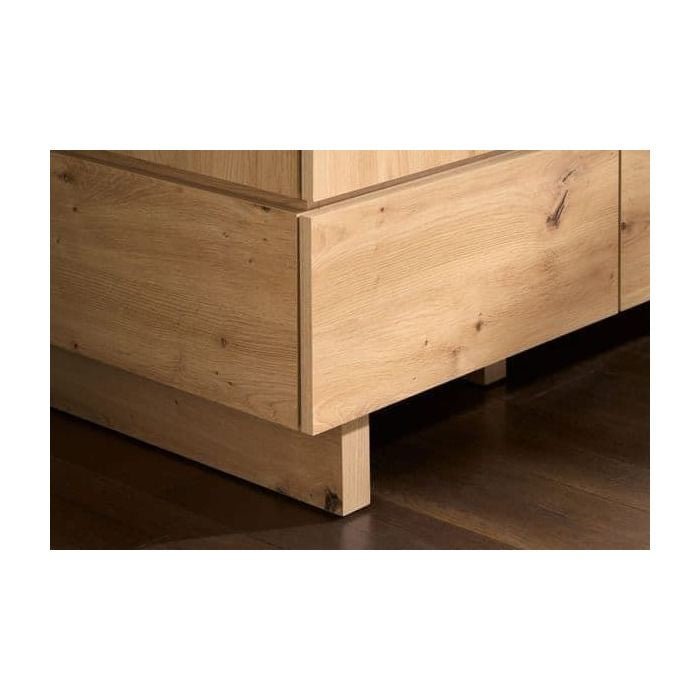 TUNA 2-door wardrobe base with 2 drawers, artisan oak effect finish close-up.