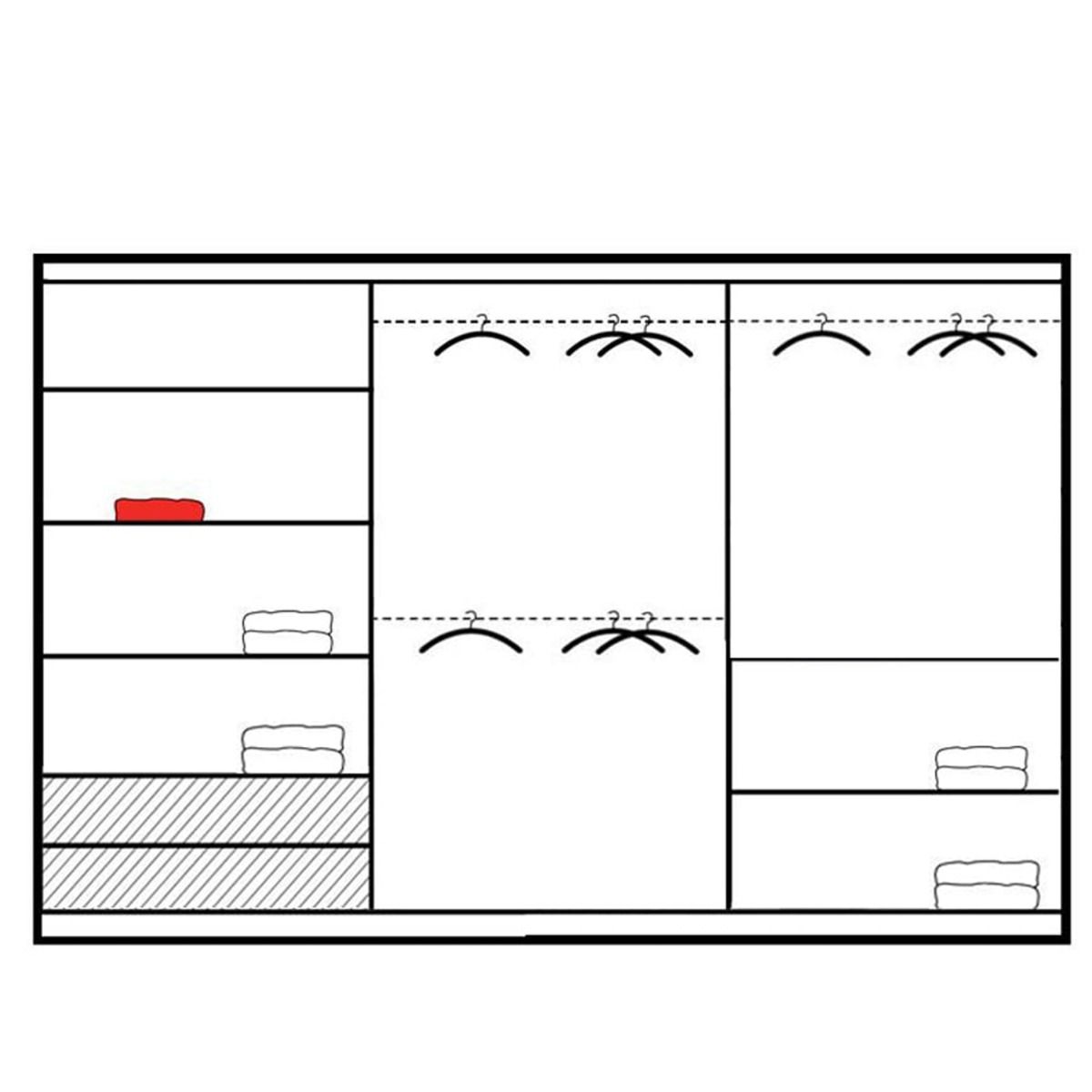Boris 250cm 2-Door Mirrored Sliding Wardrobe in Grey – product detail