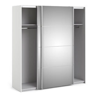 Vrok Mirrored Sliding Doors Wardrobe With 2 Shelves In White