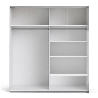 Vrok Mirrored Sliding Doors Wardrobe With 5 Shelves In White