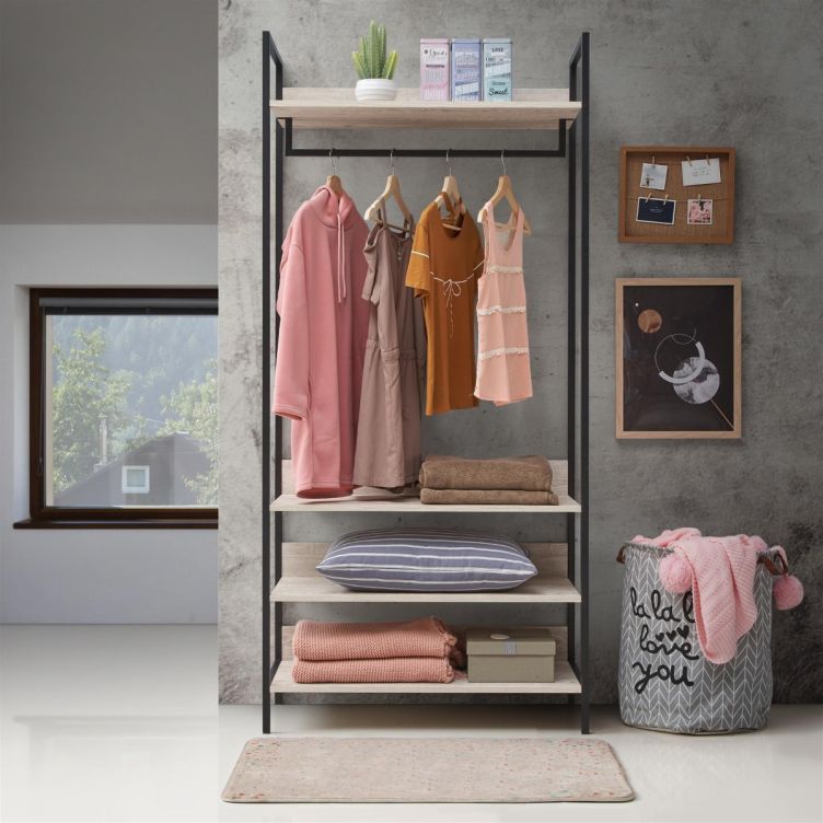 Zahra 4 Piece Open Wardrobe Bedroom Set - Ash Oak - image 7