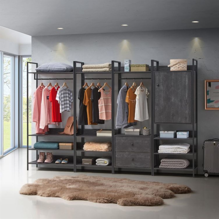 Zahra 4 Piece Open Wardrobe Bedroom Set - Black - image 1