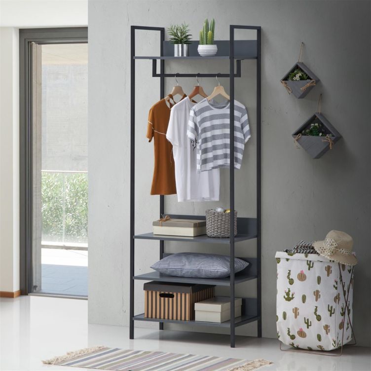 Zahra 4 Piece Open Wardrobe Bedroom Set - Dark Grey - image 7