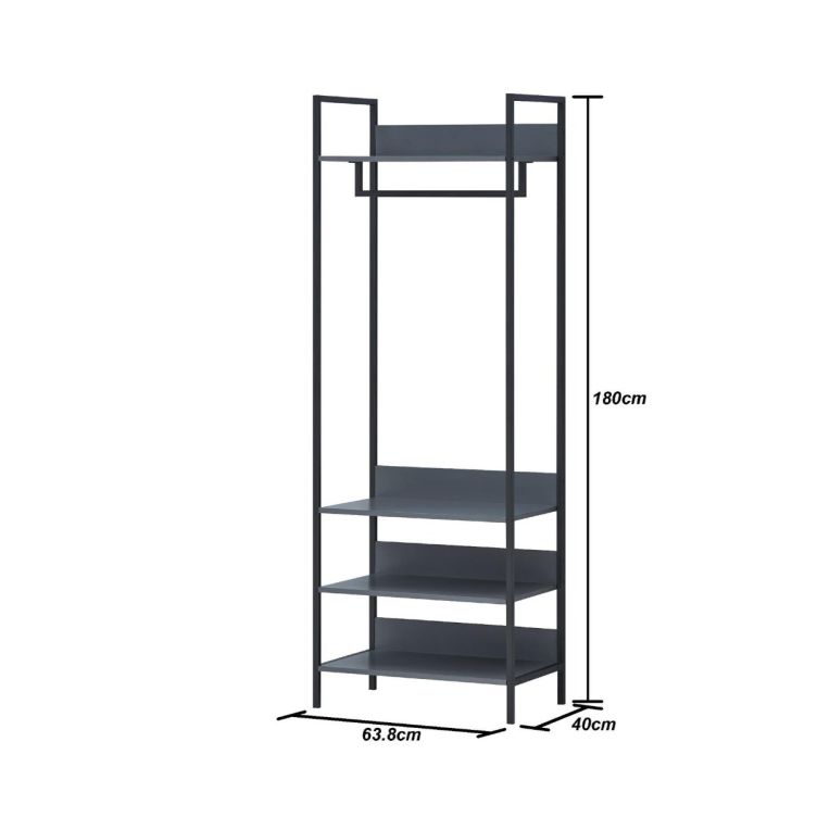 Zahra 4 Piece Open Wardrobe Bedroom Set - Dark Grey - image 8
