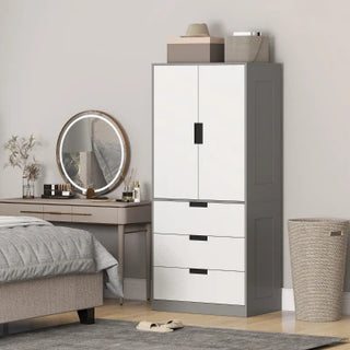 Calder 80cm 2 Door Wardrobe with 3 Drawers – Grey